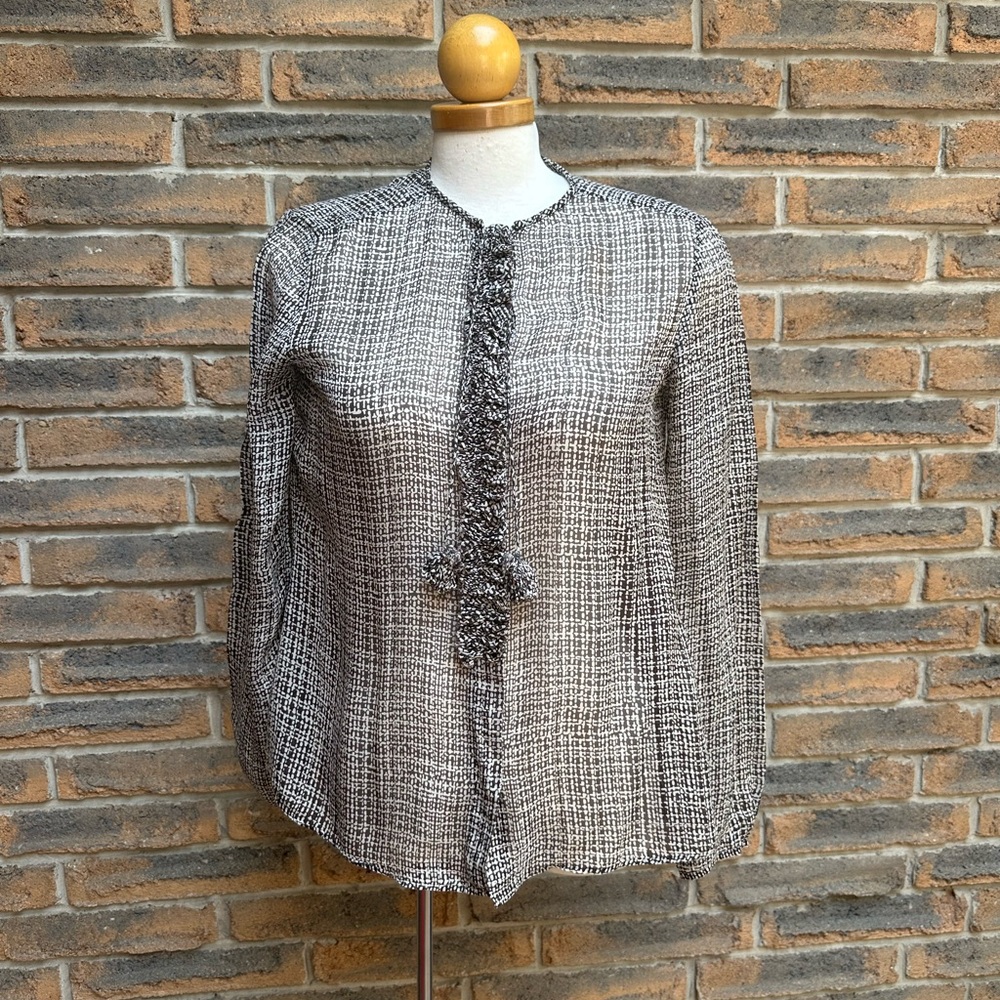 Rena Lange - Silk Sheer Pattern Blouse - Size M